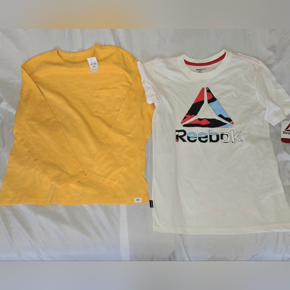 Reebok Kids Long Sleeve Yellow and White Tees
